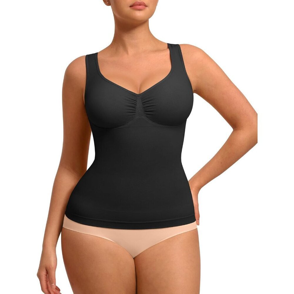 Women Shapewear Tank Top Nylon Spandex Seamless V Neck Tummy Control